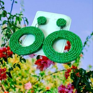 New green beaded earrings